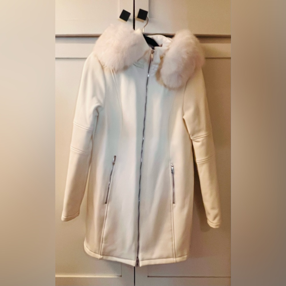 Bright White M. Miller Ski Jacket with Fur Hood M